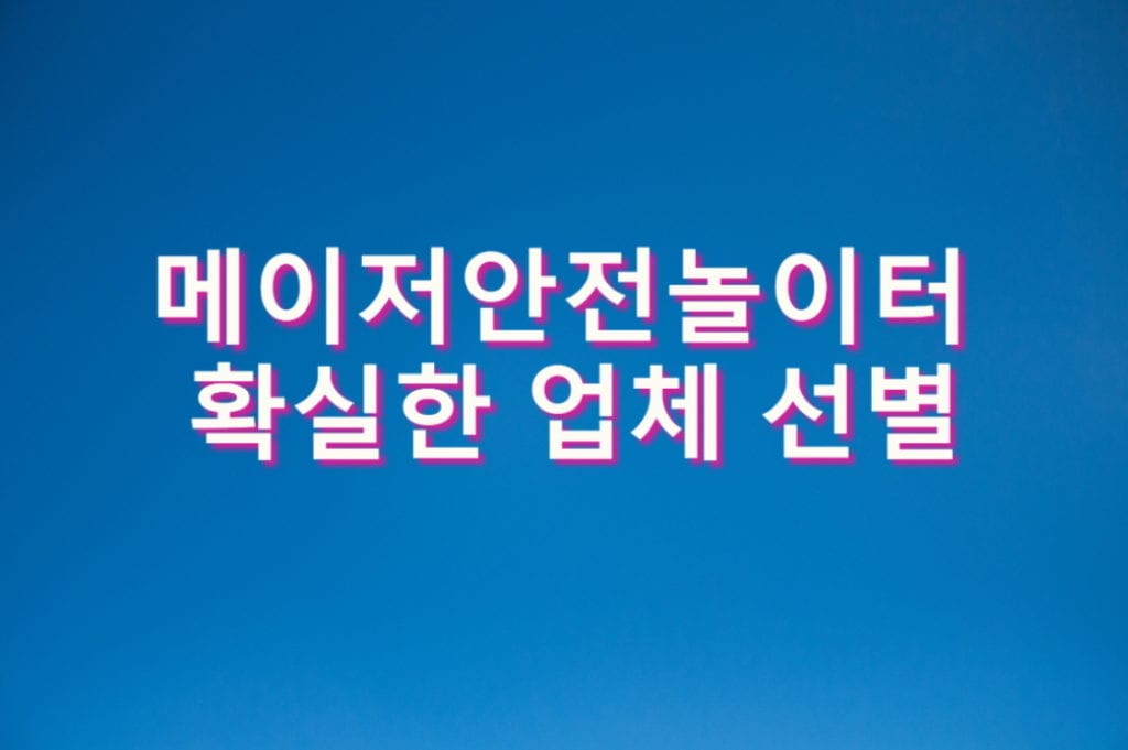 메이저안전놀이터 확실한 업체 선별