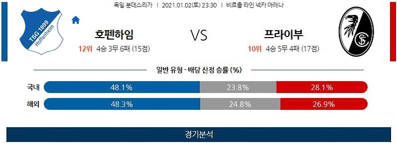 1월2일 호펜하임 프라이부르크