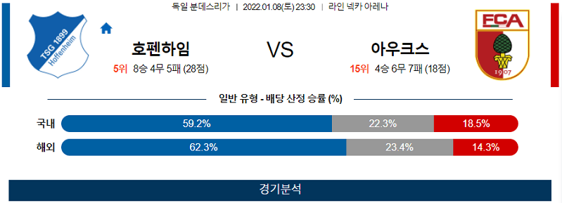 1월8일 호펜하임 아우크스부르크